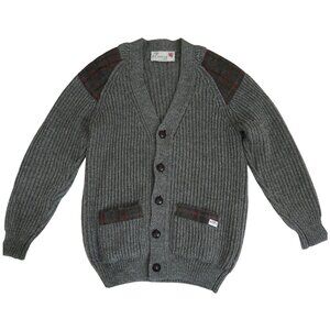 vtg NIFFI The Ecosse wool cardigan sweater sz S Harris Tweed trim
